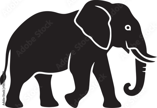 Elephant silhouette logo, strong bold shape.