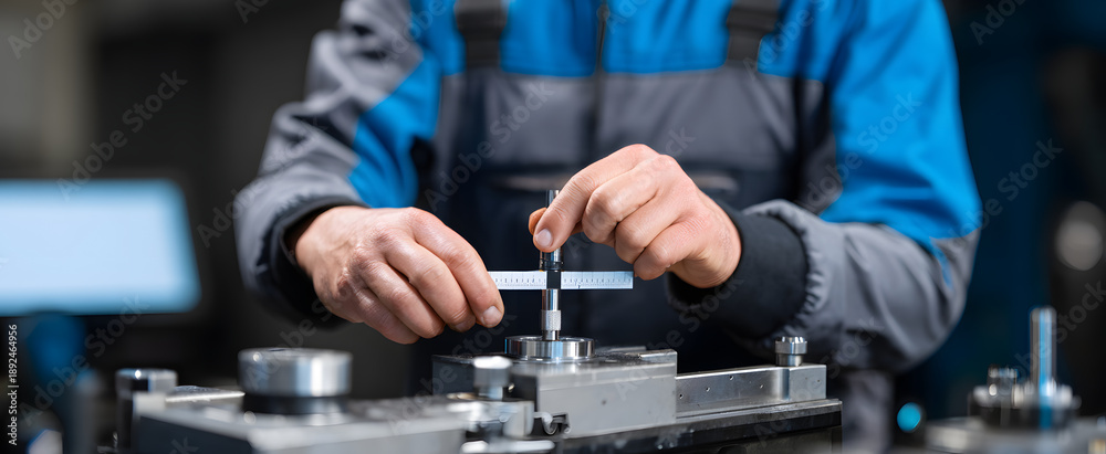 Naklejka premium Worker fine-tuning calibration tools to ensure precise accuracy verification