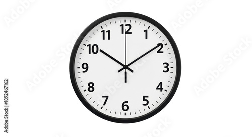Fotografía Classic black wall clock isolated PNG on transparent background, showing ten pas