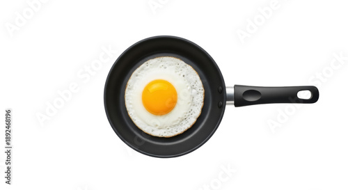 Tableau sur toile Fried egg in a pan isolated PNG, sunny side up breakfast food on transparent bac