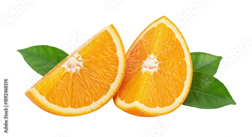 Cuadro en lienzo Two orange fruit slices isolated PNG on transparent background, fresh citrus wed