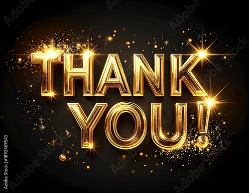 Golden text on black background with sparkles