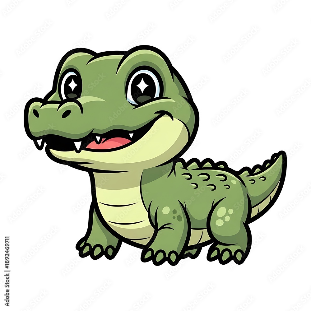 Fototapeta premium Cartoon Alligator Illustration with Big Eyes.
