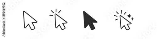 Set of four cursor icons showing different states of interaction and design