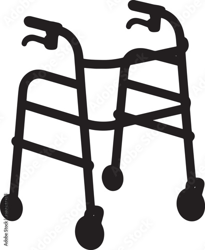 Black walker on a white background walking aid mobility healthcare medical