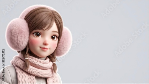 Cute Winter Character with Earmuffs