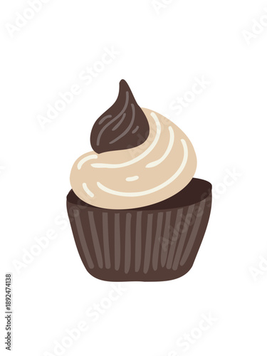 chocolate cupcake with frosting close up