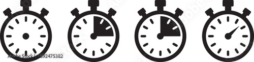 Four stopwatch in black and white timer sports fitness