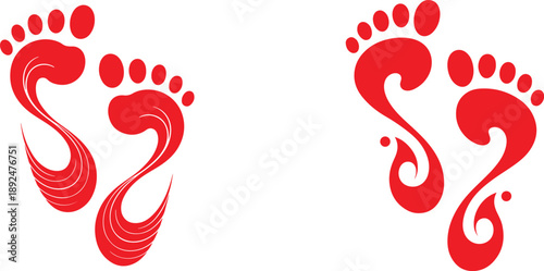Red Artistic Stylized Lakshmi Pada Footprints