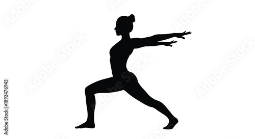 Silhouette of a woman performing a warrior two yoga pose