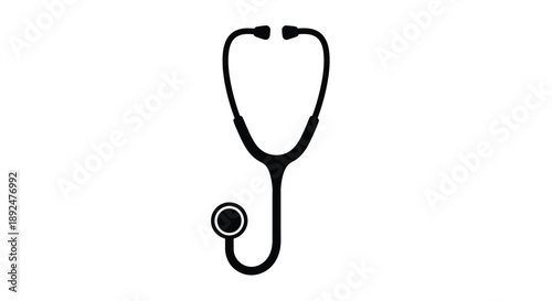 A black and white illustration of a medical stethoscope for healthcare