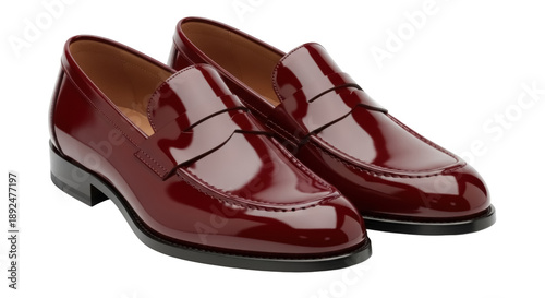 Quadro su tela Burgundy leather penny loafers isolated PNG, classic slip-on shoes for formal or