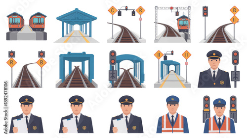 Railway and Train Station Icons
Transport Infrastructure Symbol Set
