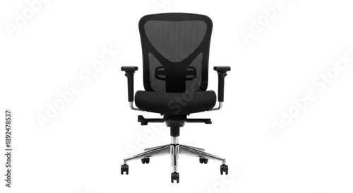 Photography Ergonomic black mesh office chair isolated PNG, comfortable adjustable seating f