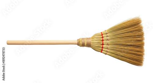 Photos Traditional corn broom isolated PNG on transparent background, natural cleaning