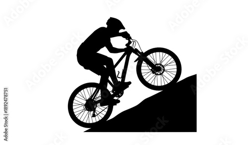 Mountain Bike Cycling Silhouette Vector Illustration Isolated on White
