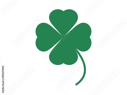 four leaf green clover leaf in shape of heart, an attribute to St. Patrick's day