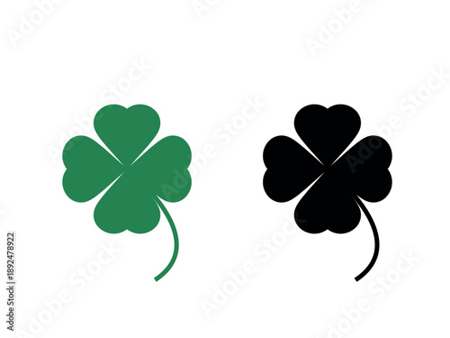 four leaf green clover leaf in shape of heart, an attribute to St. Patrick's day