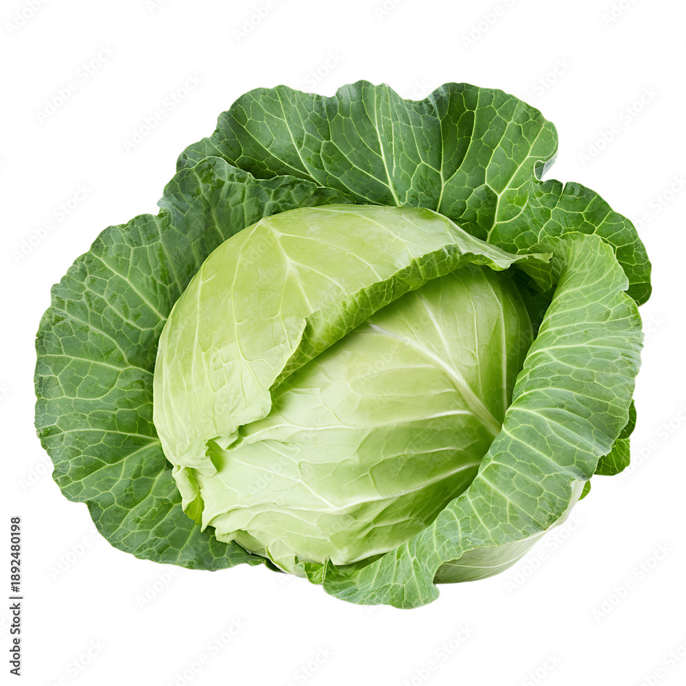 Fototapeta premium Fresh Whole Green Cabbage – High-Resolution Studio Photo, 8K Commercial Food Photography