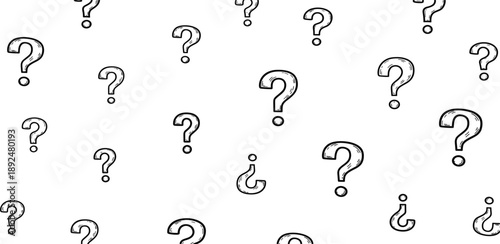 Question Mark Pattern Illustration Featuring Hand Drawn Inquiry Symbols, Confusion Icons, and Curiosity Concept Background for Education and Creative Design