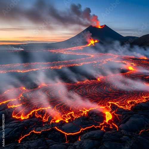 Volcanic Lava Field Landscape