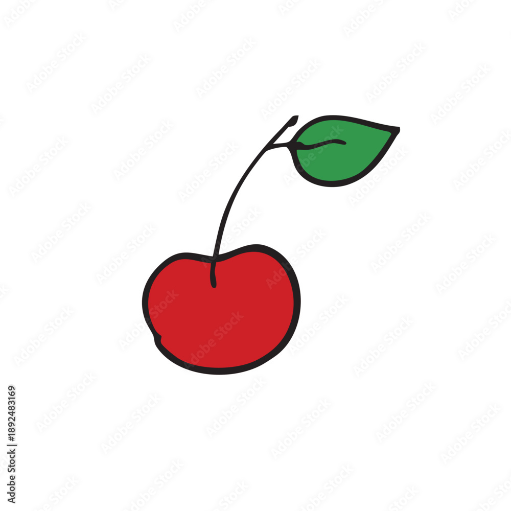 Obraz premium Red cherry for Valentine's Day, hand-drawn vector illustration