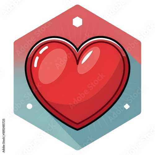 Red Heart Symbol Icon Illustration Isolated on White Background, Love, Romance, Care and Health Concept.