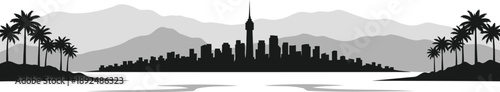 Los Angeles city skyline vector illustration of downtown California.