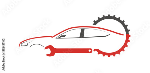 Concept illustration of a car repair service. Vector illustration.