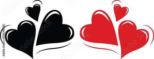 Happy Valentine’s Day icon set. Calligraphic design for print cards, banner, poster Hand drawn text lettering for Valentines Day with hearts shape.