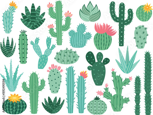 Assorted Pixel Art Cacti and Succulents cactus plant