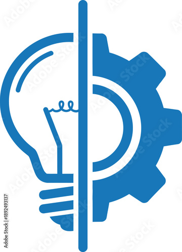 Innovation and Mechanics Concept Illustration, Flat Blue Design