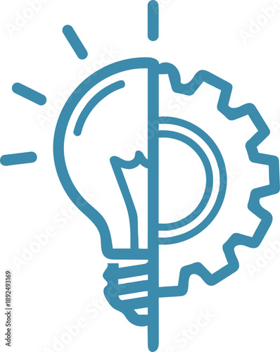 Problem Solving Innovation Symbol, Idea and Gear Graphic Illustration