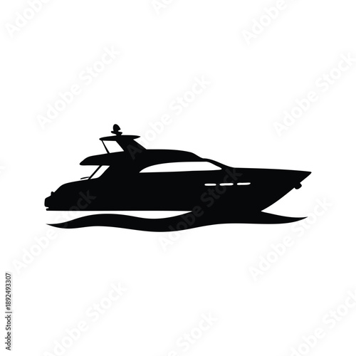 Luxurious yacht silhouette vector illustration design, A sleek and elegant yacht silhouette, perfect for nautical-themed designs