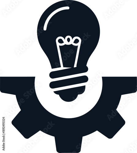 Creative Idea and Engineering Concept, Light Bulb Gear Fusion Illustration
