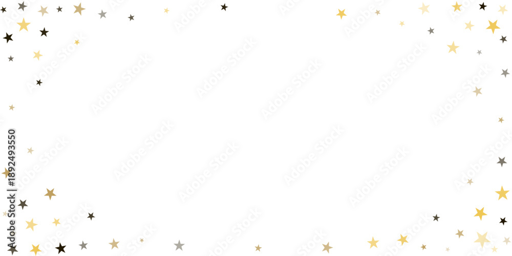 Fototapeta premium Gold stars vector background, Christmas confetti corners isolated on white, flying stars glitter backdrop, sparkle border