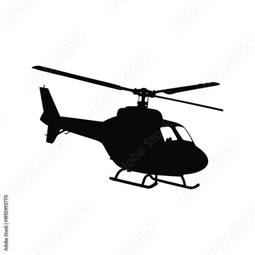 Aerial helicopter silhouette vector design illustration, Black and white helicopter silhouette vector illustration for design purposes