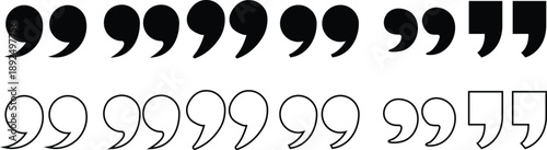 quote mark collection. black quotes icon set. Speech mark. inverted commas symbol Punctuation mark Quotation mark sign