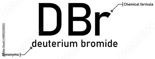 Deuterium bromide chemical formula with callout titles