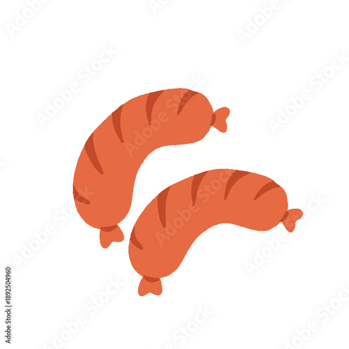 Meat products. Vector icon set of steak, salami, pork, chicken, chorizo, ham, bbq frankfurters sausages, pepperoni. Meat market, butchery menu, shop products, grill bar. Barbecue delicatessen