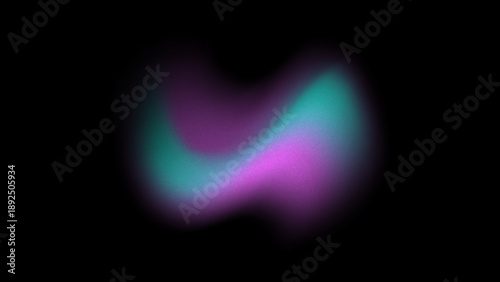 Abstract Fluid Neon Wave with Vibrant Purple and Cyan Mesh Gradient Featuring Soft Smudge Texture and Blurred Edges on Solid Black Background