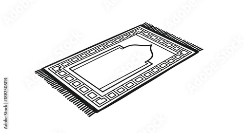 Outline of a prayer mat with geometric border, Islamic rug illustration