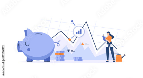 Characters investing money in stock market,latest stock market news and other data,Stock trading concept