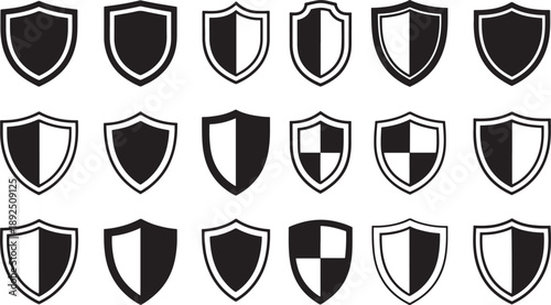 Black and white shield on white background shields symbols protection