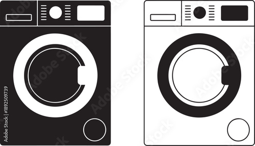 Black and white washing machines appliances