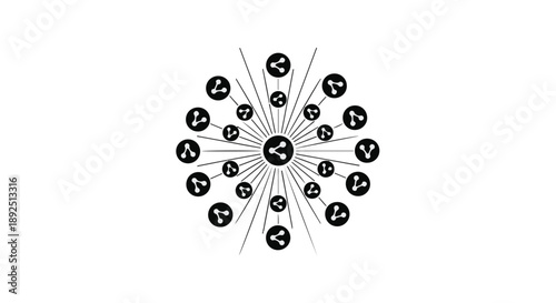 Stylized illustration of interconnected people in a circular formation