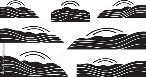 Black and White Abstract Mountain Landscape Graphic Design Elements