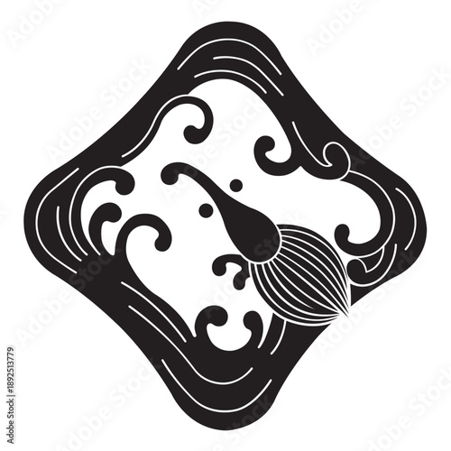 日本の伝統的な家紋「竜」のイラスデータ