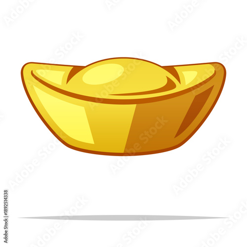 Chinese gold ingot vector isolated illustration