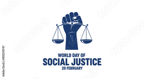 Justice and equality concept a raised fist holding scales of justice